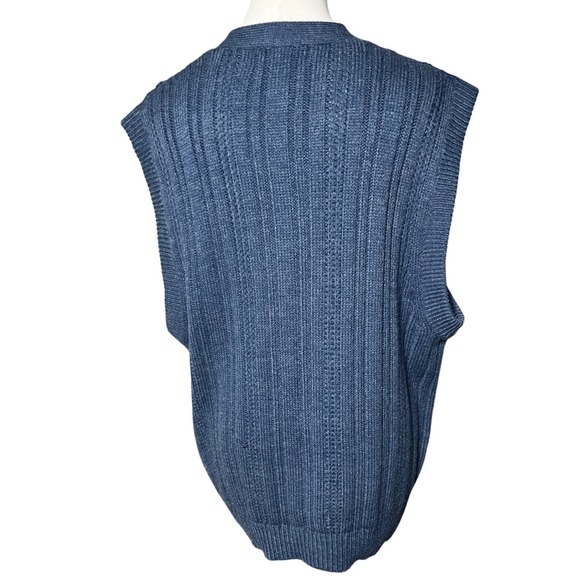Grandpacore Cable Knit Sweater Vest Blue Button Front Towncraft Acrylic XL - Picture 4 of 9